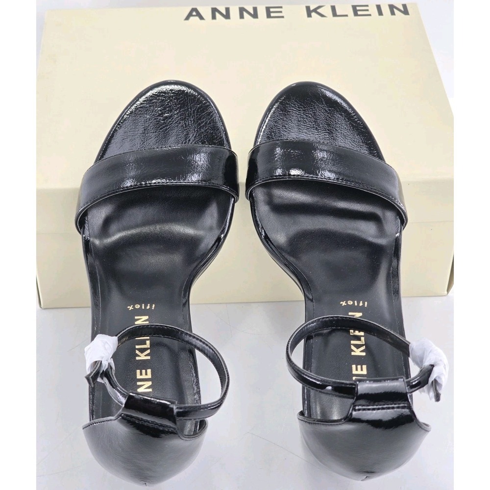 Anne Klein Womens Kourtney Sandals Shoes - Black Crinkle - Sz 10 M - NIB - Picture 3 of 11